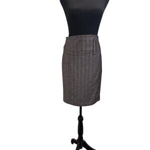 Express Fitted Wool-Blend Skirt – Size 0 | Grey Pattern Pencil